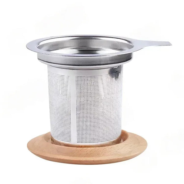 Double Wall Glass Tea Mug With Stainless Steel Tea Infuser & Bamboo Lid - 450ml